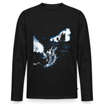 L'appel de la sirène - T-shirt manches longues Premium bio Homme - noir - Devant - Nico (187cm)