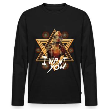 Reptilians Illuminati Aliens - Men's Premium Organic Long Sleeve Shirt - black - Front - Nico (187cm)