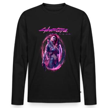 Mujer sexy cyborg Cyber style cyberpunk2077 Fanart - Men's Premium Organic Long Sleeve Shirt - black - Front - Nico (187cm)