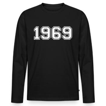 1969 birthday - Men's Premium Organic Long Sleeve Shirt - black - Front - Nico (187cm)
