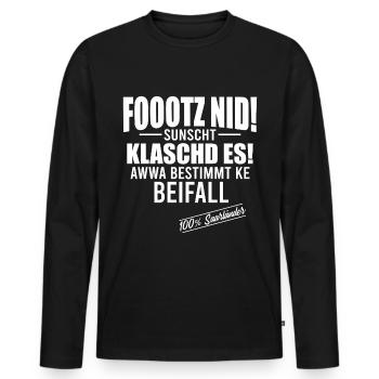 Saarländer Saarland Spruch - Männer Premium Bio Langarmshirt - Schwarz - Vorne - Nico (187cm)