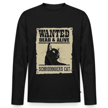 Voulu chat de schrodinger mort et vivant - T-shirt manches longues Premium bio Homme - noir - Devant - Nico (187cm)
