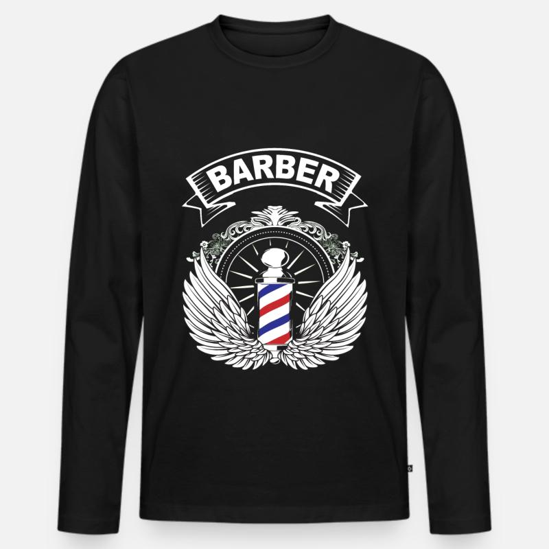 Barber Shirt Barber Pole Geschenke - Männer Premium Bio Langarmshirt - Schwarz
