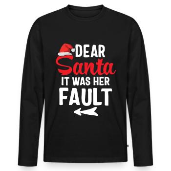 Cher Père Noël c'était sa faute - T-shirt manches longues Premium bio Homme - noir - Devant - Nico (187cm)