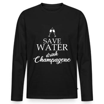 Save Water drink Champagene lustiges Geschenk - Männer Premium Bio Langarmshirt - Schwarz - Vorne - Nico (187cm)