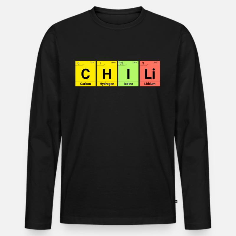 Chili Chemie Elemente - Männer Premium Bio Langarmshirt - Schwarz