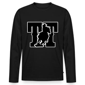 Turniertussi Design mit Westernpferd und Reiterin - Männer Premium Bio Langarmshirt - Schwarz - Vorne - Nico (187cm)