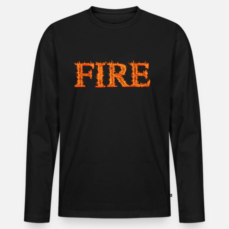 Flammender Text Design - Männer Premium Bio Langarmshirt - Schwarz