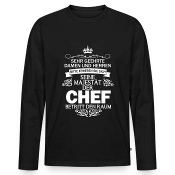 Seine Majestät Chef Boss Vorgesetzter Geschenkidee - Männer Premium Bio Langarmshirt - Schwarz - Vorne - Nico (187cm)