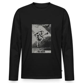 Vintage Okkult Die Hexe Tarot Card - Satanic Witch - Männer Premium Bio Langarmshirt - Schwarz - Vorne - Nico (187cm)