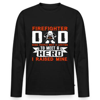 Feuerwehrmann Papa Ich habe meine aufgezogen - Männer Premium Bio Langarmshirt - Schwarz - Vorne - Nico (187cm)