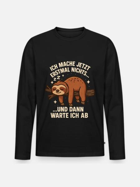 Sloth Saying Funny Office - Men's Premium Organic Long Sleeve Shirt - black