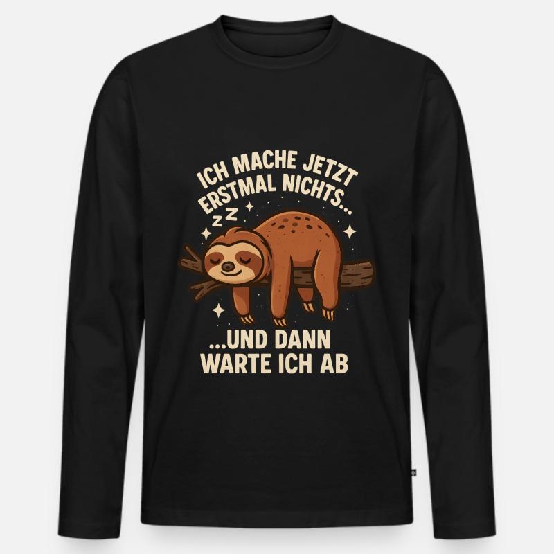 Faultier Spruch lustig Büro - Männer Premium Bio Langarmshirt - Schwarz