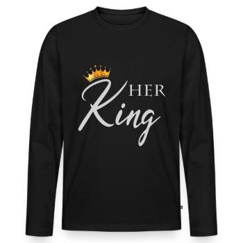 Her King - T-shirt manches longues Premium bio Homme - noir - Devant - Nico (187cm)