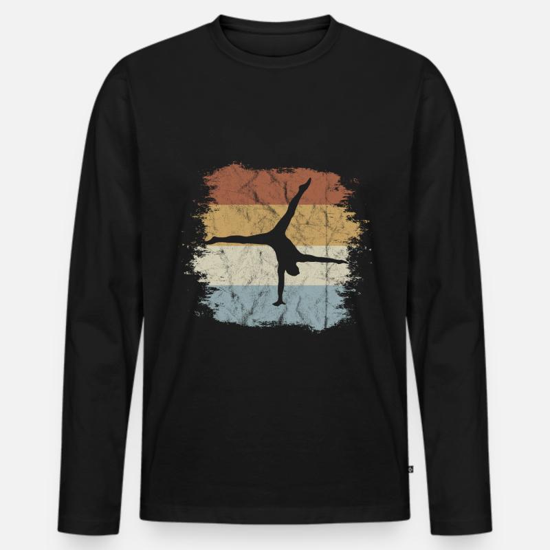 Retro Vintage Style Handstand Einarm Akrobatik - Männer Premium Bio Langarmshirt - Schwarz