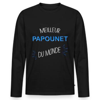 Meilleur papounet du monde - T-shirt manches longues Premium bio Homme - noir - Devant - Nico (187cm)