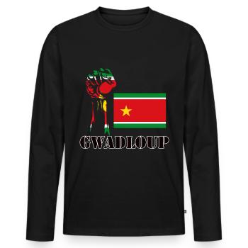 Guadeloupe révoution - T-shirt manches longues Premium bio Homme - noir - Devant - Nico (187cm)