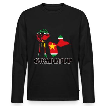 Guadeloupe fierté Guadeloupéenne - T-shirt manches longues Premium bio Homme - noir - Devant - Nico (187cm)