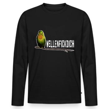 Wellensittich Wellenfickdich - Männer Premium Bio Langarmshirt - Schwarz - Vorne - Nico (187cm)