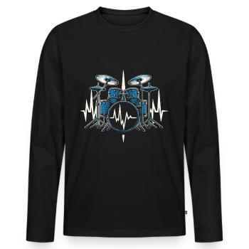 Trommel Herzschlag 2024 - Männer Premium Bio Langarmshirt - Schwarz - Vorne - Nico (187cm)