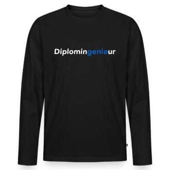 Diplomingenieur (Dipl Ing = Genie) - Männer Premium Bio Langarmshirt - Schwarz - Vorne - Nico (187cm)
