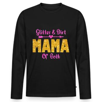 Glitter And Dirt Mama Of Both - Men's Premium Organic Long Sleeve Shirt - black - Front - Nico (187cm)