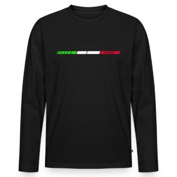 #ITALY - Männer Premium Bio Langarmshirt - Schwarz - Vorne - Nico (187cm)
