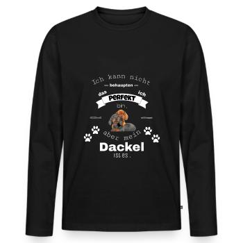 Dackel Spruchshirt und Accessoires - Männer Premium Bio Langarmshirt - Schwarz - Vorne - Nico (187cm)