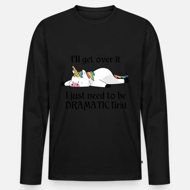 Dramatic Unicorn - Männer Premium Bio Langarmshirt - Schwarz