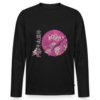 Japan Cherry Blossoms Festival Departure Pink - Men's Premium Organic Long Sleeve Shirt - black - Front - Nico (187cm)