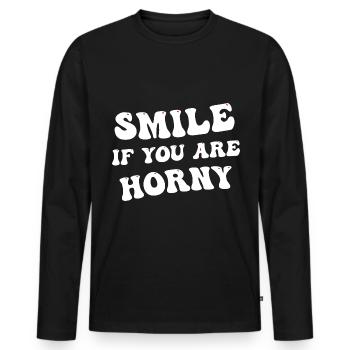 Souriez si vous êtes excité - T-shirt manches longues Premium bio Homme - noir - Devant - Nico (187cm)