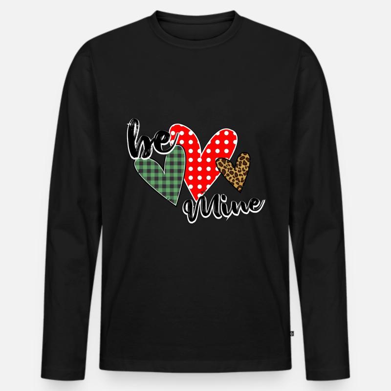 Be Mine Valentine - Männer Premium Bio Langarmshirt - Schwarz
