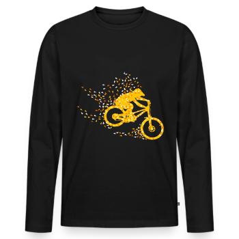 Downhill MTB Geometrisch - Männer Premium Bio Langarmshirt - Schwarz - Vorne - Nico (187cm)