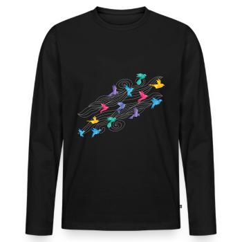Bricolage papier grue plis en papier origami - T-shirt manches longues Premium bio Homme - noir - Devant - Nico (187cm)