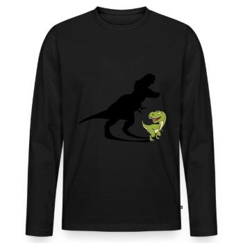 T-Rex Dinosaur Schoolchild - Men's Premium Organic Long Sleeve Shirt - black - Front - Nico (187cm)
