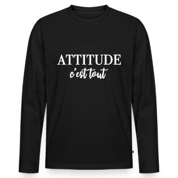 ATTITUDE c'est tout - Men's Premium Organic Long Sleeve Shirt - black - Front - Nico (187cm)