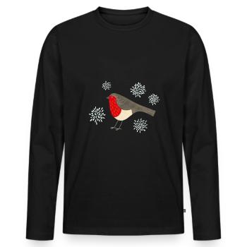 Robin - Men's Premium Organic Long Sleeve Shirt - black - Front - Nico (187cm)
