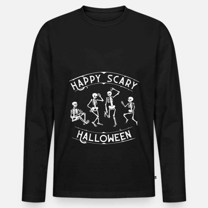 Skelett Party Halloween - Männer Premium Bio Langarmshirt - Schwarz