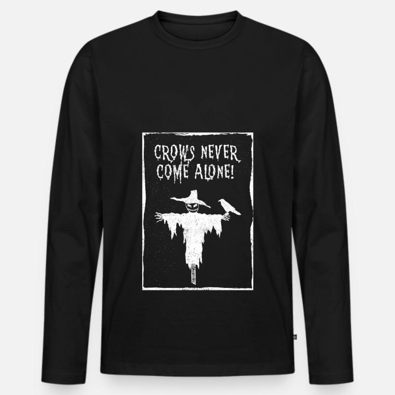 Krähe Vogelscheuche Halloween - Männer Premium Bio Langarmshirt - Schwarz