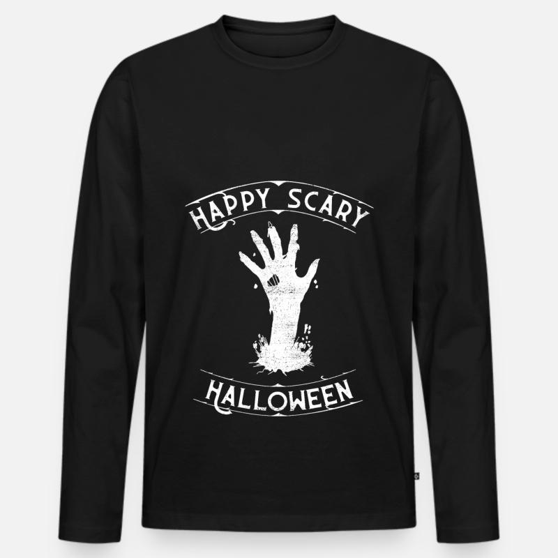 Halloween - Männer Premium Bio Langarmshirt - Schwarz