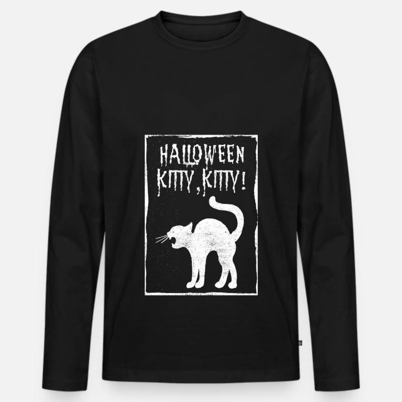Halloween Katze Kätzchen - Männer Premium Bio Langarmshirt - Schwarz