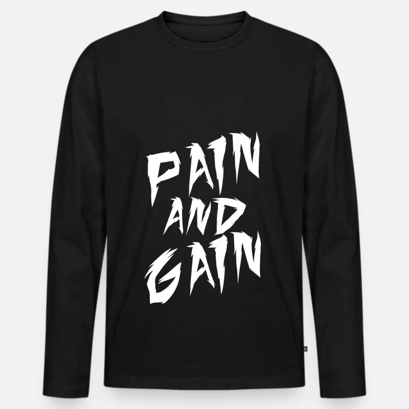 PainGain clean Version - Männer Premium Bio Langarmshirt - Schwarz