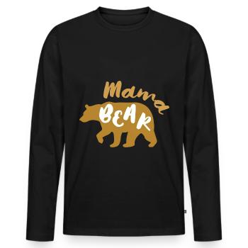Mama Bear Geschenk Mutter Muttertag - Männer Premium Bio Langarmshirt - Schwarz - Vorne - Nico (187cm)