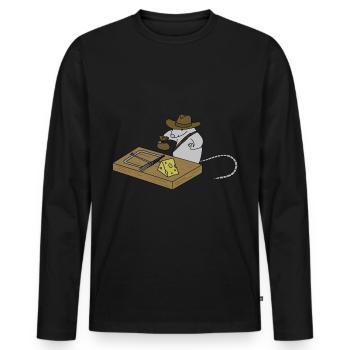 Indiana Maus - lustiges Abenteuer Comic Design - Männer Premium Bio Langarmshirt - Schwarz - Vorne - Nico (187cm)