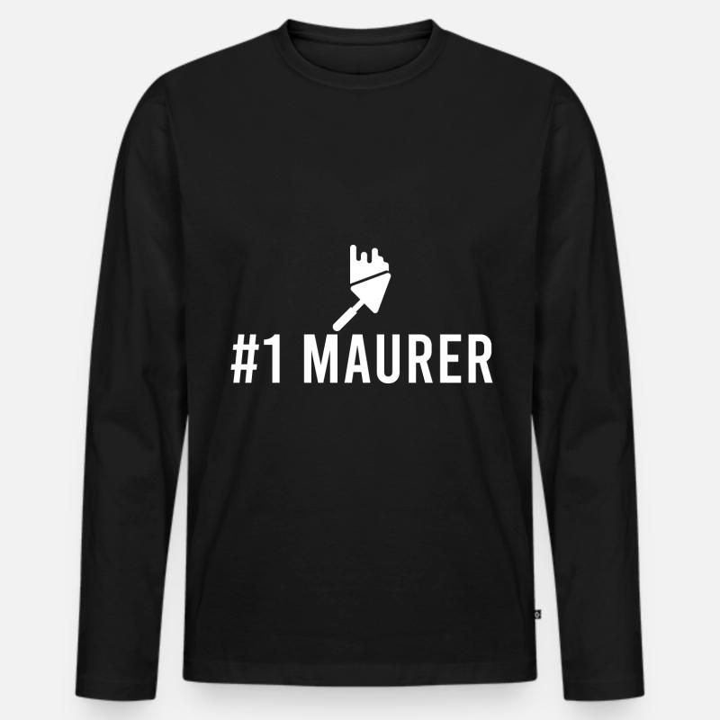 Maurer Nummer 1 - Männer Premium Bio Langarmshirt - Schwarz