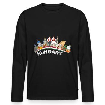 Hungary - Men's Premium Organic Long Sleeve Shirt - black - Front - Nico (187cm)