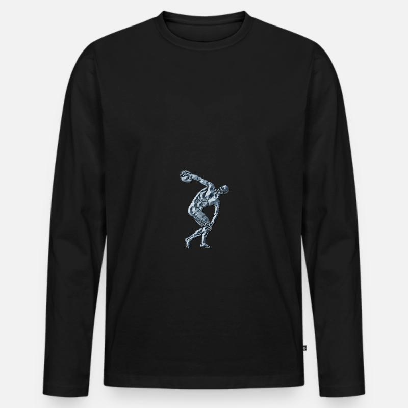 Diskuswerfer Shirt - Männer Premium Bio Langarmshirt - Schwarz