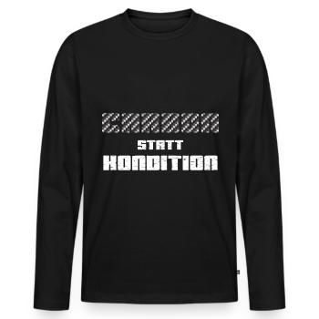 Carbon statt Kondition Fahrrad - Männer Premium Bio Langarmshirt - Schwarz - Vorne - Nico (187cm)