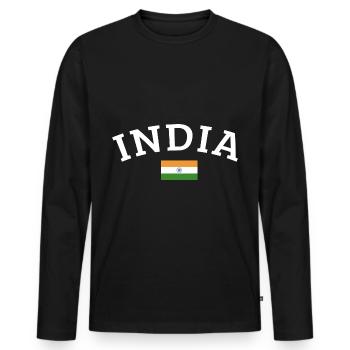 Inde - T-shirt manches longues Premium bio Homme - noir - Devant - Nico (187cm)
