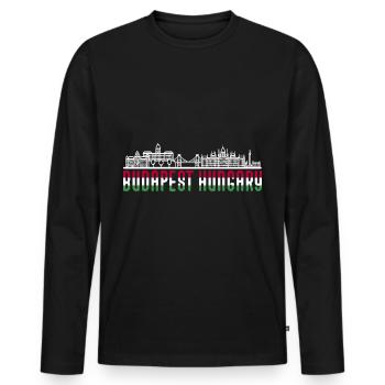 Hungary - Men's Premium Organic Long Sleeve Shirt - black - Front - Nico (187cm)